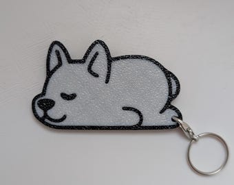 Llavero de perro durmiendo impreso en 3D, colgante para bolso con diseño de cachorro de dibujos animados, accesorio de animales