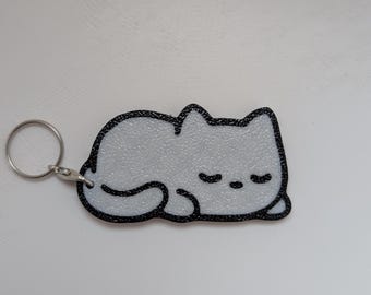 Llavero de gato durmiendo impreso en 3D, dije de gatito de dibujos animados, accesorio para bolso con forma de animal
