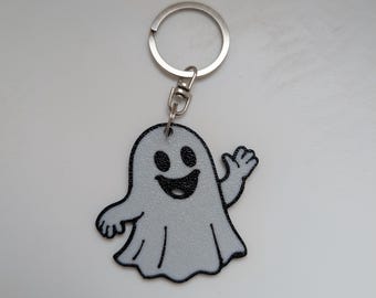 Llavero de fantasma saludando impreso en 3D, colgante de bolso de dibujos animados espeluznante