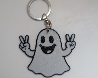 Llavero fantasma impreso en 3D, dije espeluznante con símbolo de la paz, accesorio para bolso con diseño de dibujos animados