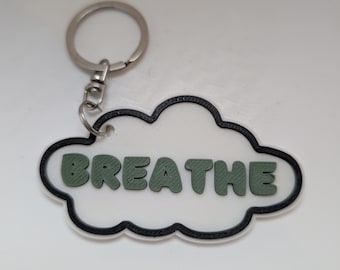 Llavero de nube impreso en 3D, dije de atención plena "Respira", accesorio para bolso para aliviar la ansiedad