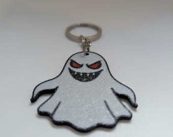 Llavero de fantasma malvado impreso en 3D, dije de terror con sonrisa espeluznante, accesorio para bolso con diseño de fantasma de dibujos animados aterradores