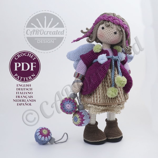 Patrón de crochet para muñeca LUMI, pdf (Deutsch, English, Français, Nederlands, Español, Italiano)