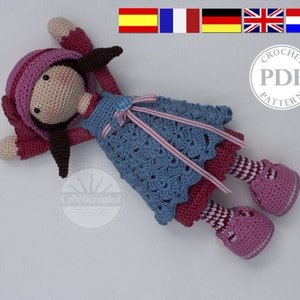 Crochet pattern for doll CELINE (Deutsch, English, Français, Español, Nederlands)