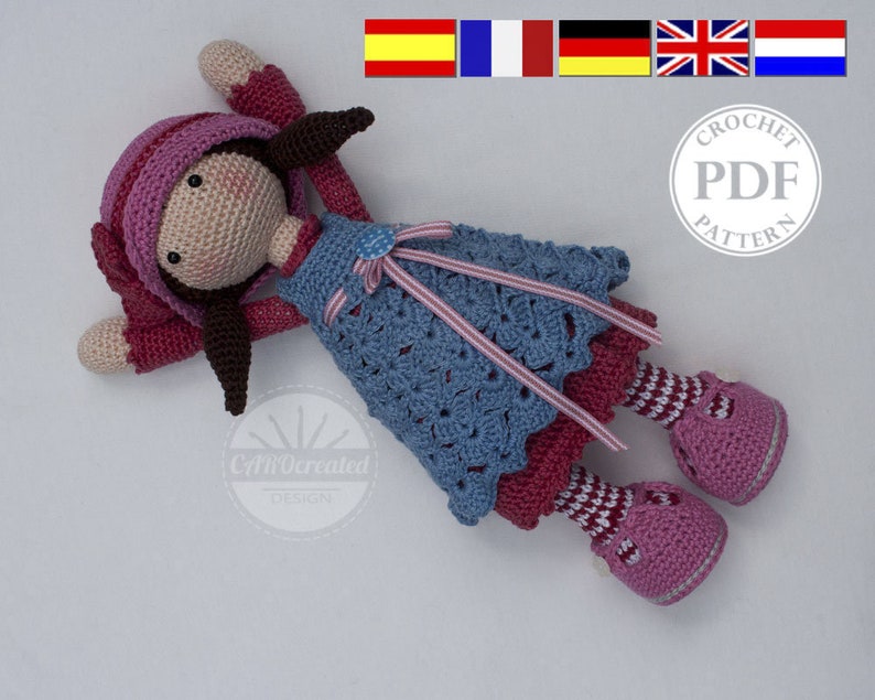 Crochet pattern for doll CELINE Deutsch, English, Français, Español, Nederlands image 1