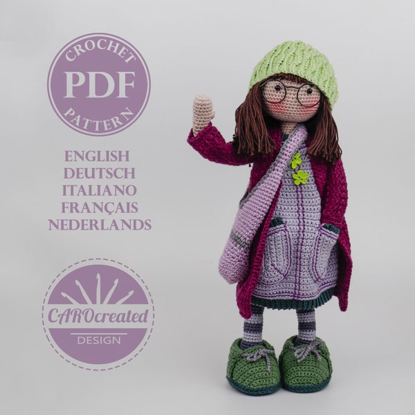 Patron au crochet CAROcréé pour la poupée amigurumi JETTE - patron numérique au crochet pdf