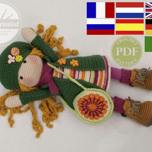 Crochet pattern for doll IDA, pdf  (Deutsch, English, Nederlands, Español, Français,  Italiano)