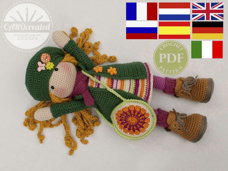 Crochet pattern for doll IDA, pdf Deutsch, English, Nederlands, Español, Français, Italiano image 1