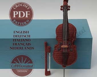 Patrón de violonchelo a crochet: instrumento musical amigurumi con lazo (patrón en PDF)