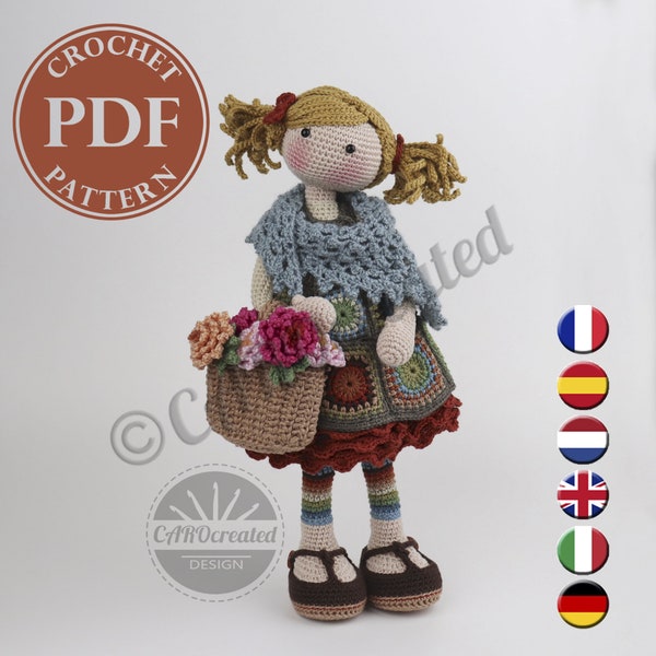 Patron de crochet pour poupée YLVI, pdf (Deutsch, English, Français, Nederlands, Español, Italiano)