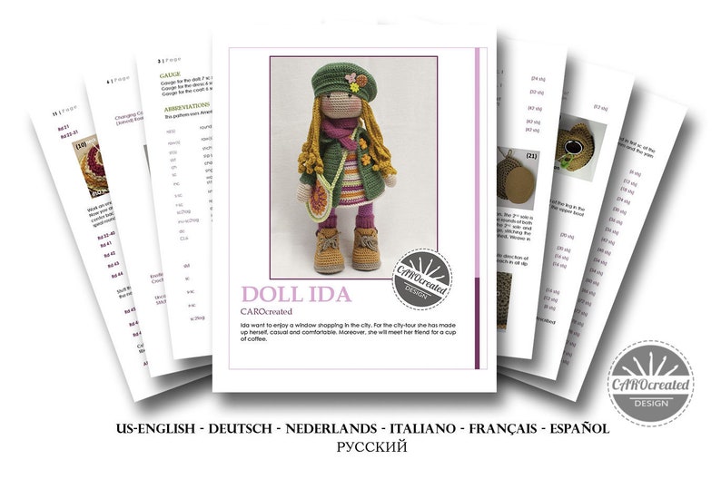 Crochet pattern for doll IDA, pdf Deutsch, English, Nederlands, Español, Français, Italiano image 2