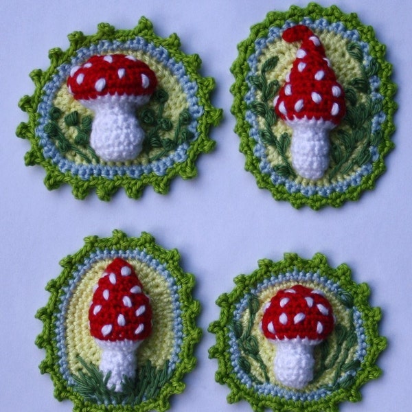 Toadstool Patches x4 - Crochet Pattern