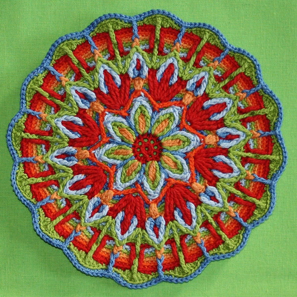 Crochet Overlay Mandala  No. 1 Pattern, PDF in English, Deutsch, Espanol