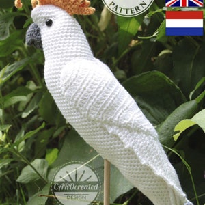 Amigurumi WHITE COCKATOO crochet pattern, PDF in English, Deutsch, Nederlands image 1