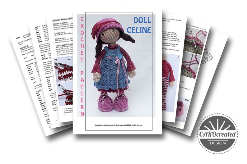 Crochet pattern for doll CELINE Deutsch, English, Français, Español, Nederlands image 2