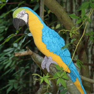 Amigurumi Blue-and-Yellow Macaw/Parrot crochet pattern, PDF Deutsch, English, Nederlands, Español, Français, Italiano image 4