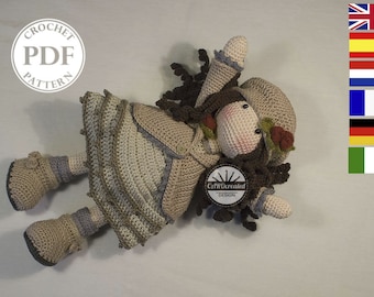 Crochet Pattern for Doll AVA, pdf   (Deutsch, English, Français, Nederlands, Español, Italiano)