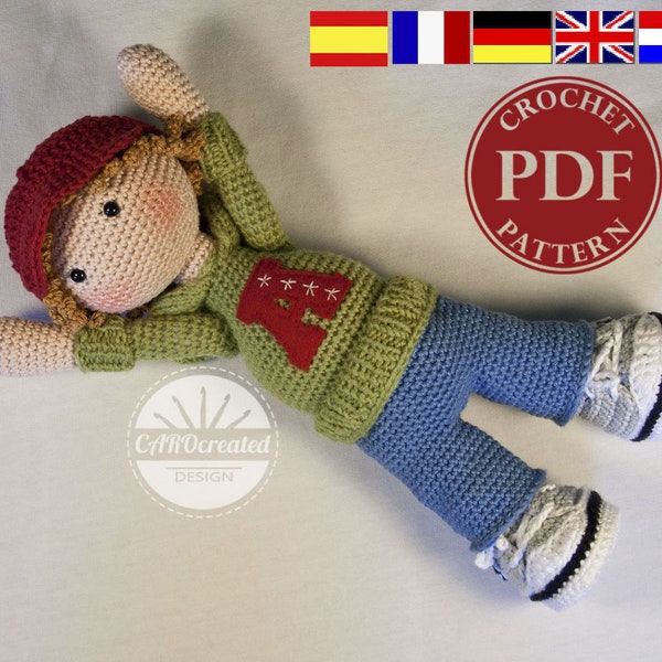 Crochet pattern for doll JOSH (Deutsch, English, Français,  Español, Nederlands)