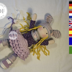 Crochet pattern for doll ALINA, pdf   (Deutsch, English, Français, Nederlands,  Español, Italiano)