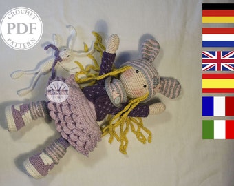 Crochet pattern for doll ALINA, pdf   (Deutsch, English, Français, Nederlands,  Español, Italiano)