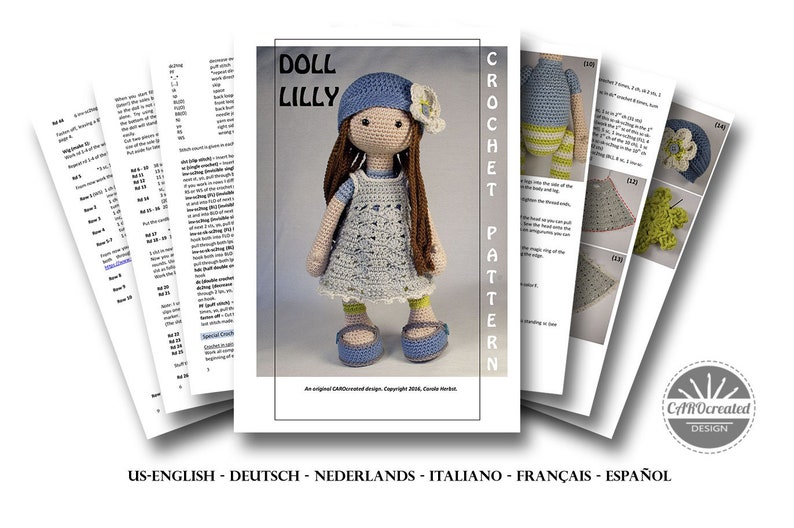 Crochet pattern for doll LILLY Deutsch, English, French, Nederlands, Español, Italiano image 2