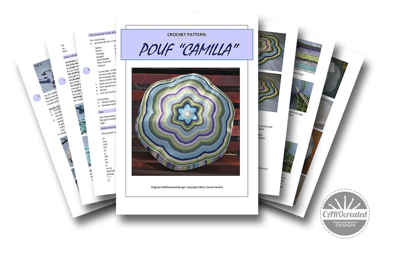 POUF CAMILLA Crochet Pattern, Cushion PDF in English, Deutsch image 2