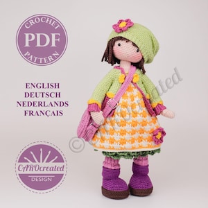 Digital crochet doll pattern pdf by CAROcreated for the amigurumi girl MAIVI