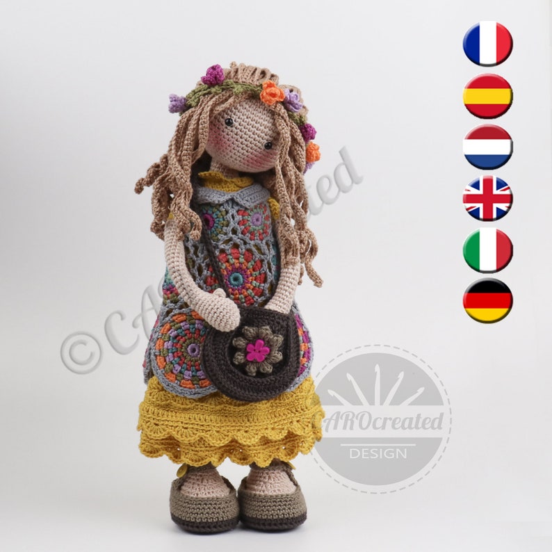 Deutsch, English, Fran\u00e7ais, Nederlands, Espa\u00f1ol, Italiano Crochet Pattern for Doll VANIA pdf