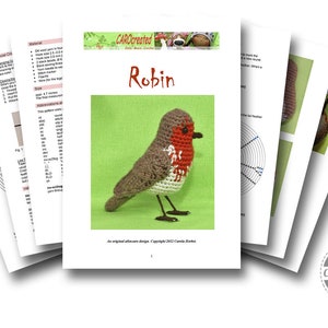 Amigurumi bird ROBIN crochet pattern, PDF in English, Deutsch image 2