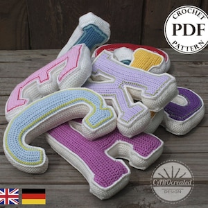 Oferta especial - El alfabeto completo en crochet - Patrón para 26 letras más signo (PDF, inglés, alemán)