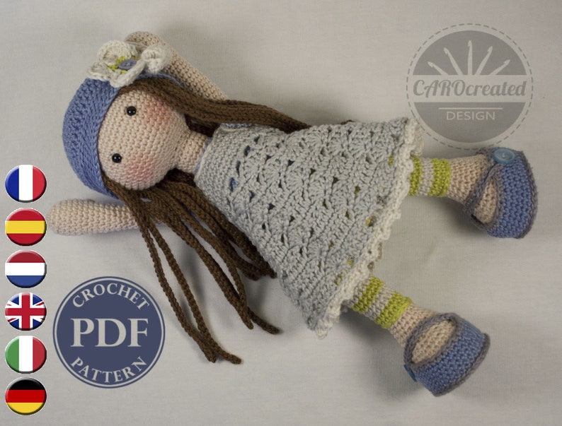 Crochet pattern for doll LILLY Deutsch, English, French, Nederlands, Español, Italiano image 1