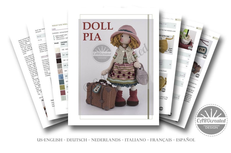 Amigurumi Crochet Doll Pattern, Doll PIA, pdf Deutsch, English, Français, Nederlands, Español, Italiano image 2