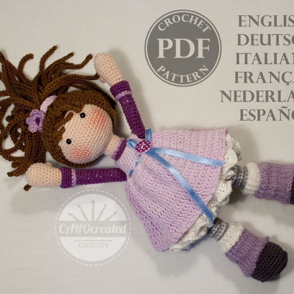 Crochet pattern for doll MIA (Deutsch, English, Français, Español, Nederlands, Italiano)