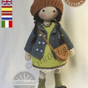 Crochet Pattern for Doll JULIE, pdf (Deutsch, English, Français, Nederlands, Español, Italiano)