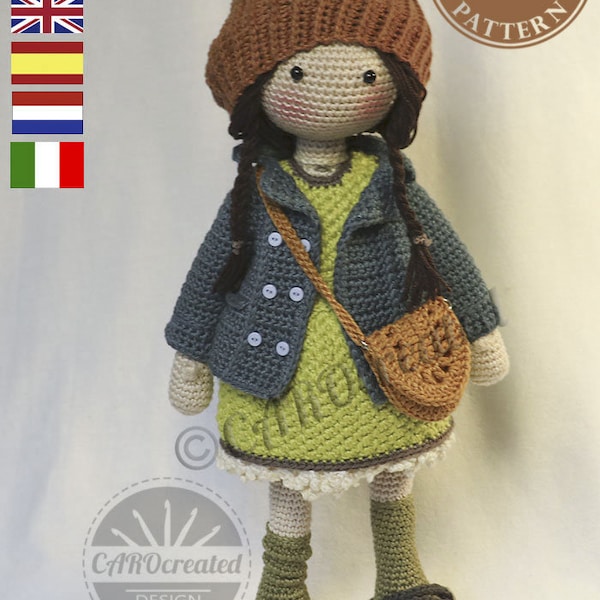 Patrón de crochet para muñeca JULIE, pdf (Deutsch, English, Français, Nederlands, Español, Italiano)