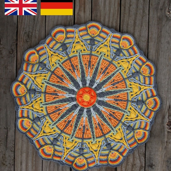 Crochet Overlay Mandala  No. 6, Pattern, PDF in Englis, Deutsch