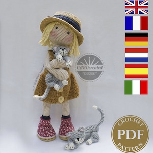 Crochet Pattern for Doll TESSA, pdf Deutsch, English, Français, Nederlands, Español, Italiano image 1