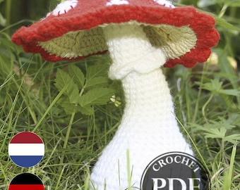 Paddenstoel - haakpatroon - Toadstool x1, PDF in het Engels, Duits, Nederlands