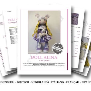 Crochet pattern for doll ALINA, pdf Deutsch, English, Français, Nederlands, Español, Italiano image 2