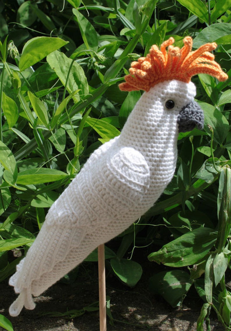 Amigurumi WHITE COCKATOO crochet pattern, PDF in English, Deutsch, Nederlands image 3