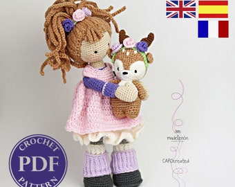 Crochet pattern for doll MIA & deer LAYLA (Deutsch, English,  Español, Nederlands, Français)