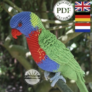 Amigurumi Rainbow Lorikeet- crochet pattern, PDF (English, Deutsch, Nederlands)