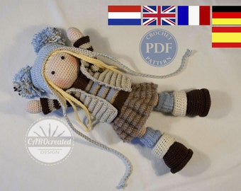 Crochet pattern for doll JOYA, pdf  (Deutsch, English, Nederlands,  Español, Français)