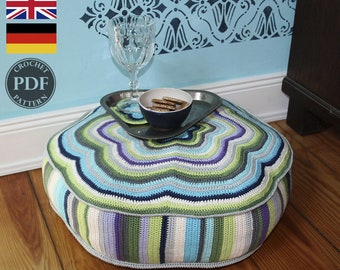 POUF "CAMILLA" -  Crochet Pattern, Cushion (PDF in English, Deutsch)