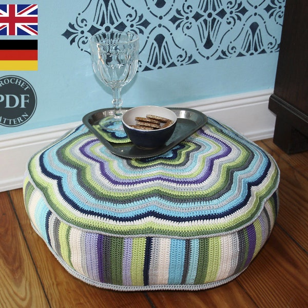 POUF "CAMILLA" -  Crochet Pattern, Cushion (PDF in English, Deutsch)