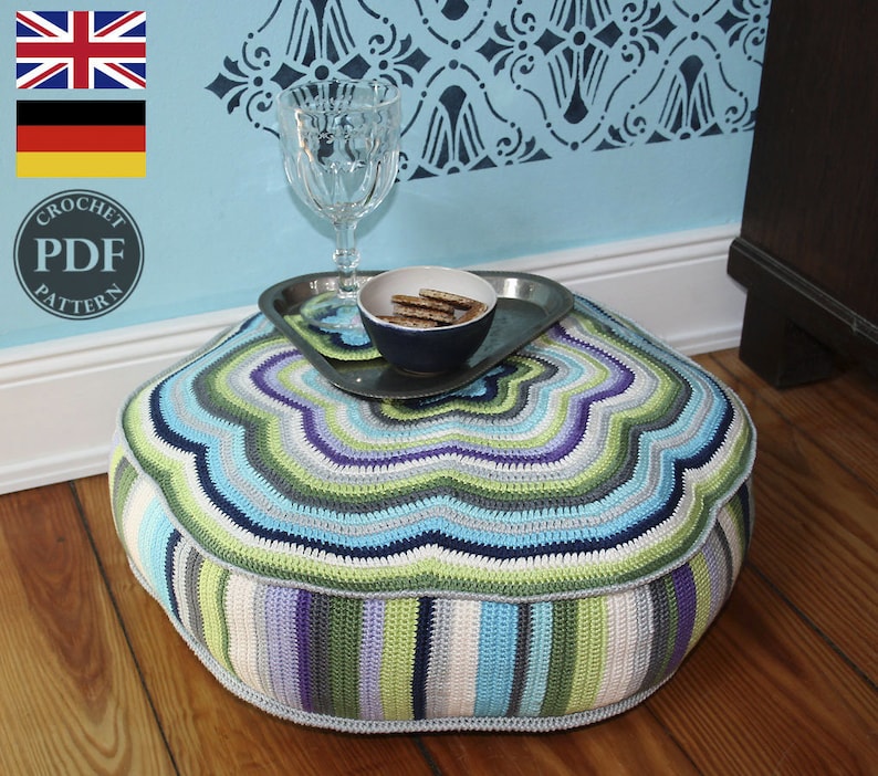 POUF CAMILLA Crochet Pattern, Cushion PDF in English, Deutsch image 1