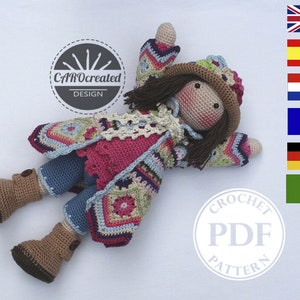 Crochet Pattern for Doll DAWN, pdf (Deutsch, English, Français, Nederlands, Español, Italiano)