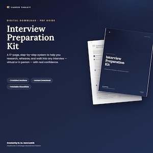Vorbereitungspaket für Vorstellungsgespräche, Leitfaden für Vorstellungsgespräche (PDF), Checkliste und Spickzettel zum Ausdrucken, Karriere-Arbeitsbuch, Sofort-Download