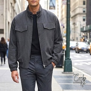 Striped Zip Jacket | Loose Stand Collar Coat | Casual Wear | Old Money Style
