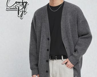 Men's Oversized Cardigan | Cozy Slouchy Sweater Top | Button Down Coat